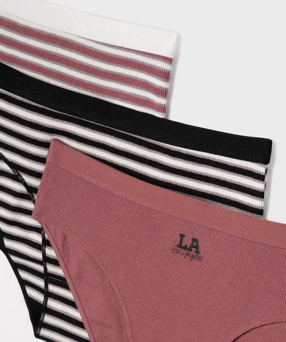 Culottes en coton biologique en maille côtelée fille (lot de 3) vue2 - GEMO 4G FILLE - GEMO