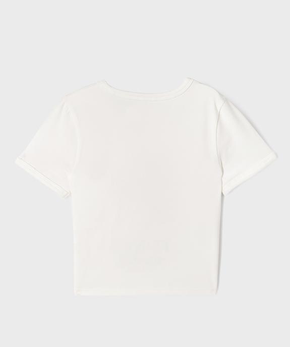 Tee-shirt manches courtes coupe courte imprimé Japon fille vue3 - GEMO 4G FILLE - GEMO