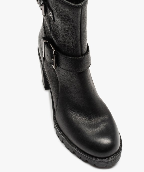 Boots femme à talon large dessus cuir uni - Tanéo vue6 - TANEO - GEMO