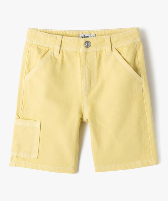Bermuda en jean coloré à poche latérale garçon vue1 - GEMO 4G GARCON - GEMO