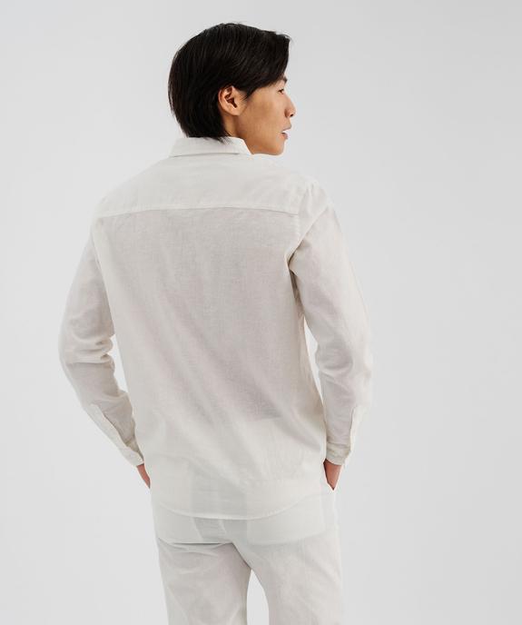 Chemise à manches longues en lin et coton coupe regular homme vue3 - GEMO 4G HOMME - GEMO