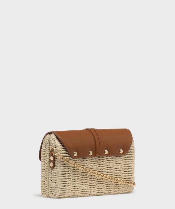 Sac besace compact en paille à bandoulière chaîne femme vue2 - GEMO (ACCESS) - GEMO