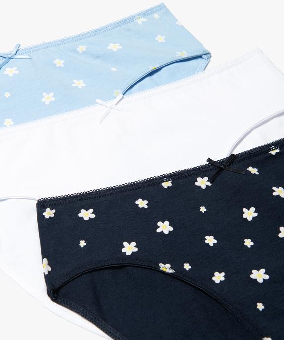 Culottes fille à motifs fleuris en coton biologique  (lot de 3) vue2 - GEMO 4G FILLE - GEMO