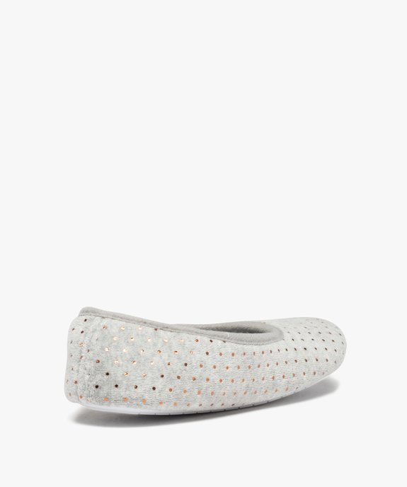 Chaussons femme ballerines en velours à pois métallisés vue4 - GEMO(HOMWR FEM) - GEMO