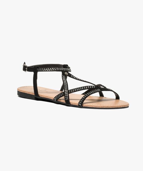 Nu-pieds en toile avec strass sur le dessus vue2 - GEMO (CASUAL) - GEMO