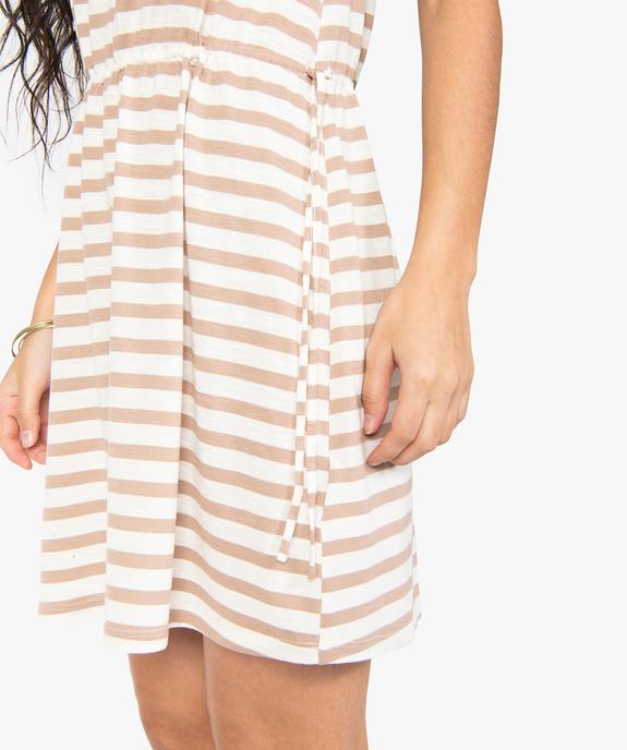 Robe tee-shirt femme avec liens à la taille vue6 - GEMO(FEMME PAP) - GEMO