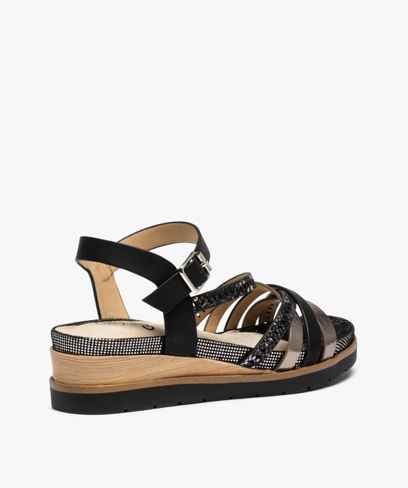 Sandales femme à petit talon compensé et brides fantaisie vue4 - GEMO (CASUAL) - GEMO