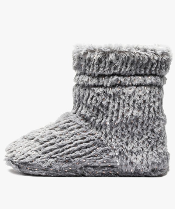 Chaussons femme boots en matière douce parsemée de paillettes vue3 - GEMO(HOMWR FEM) - GEMO