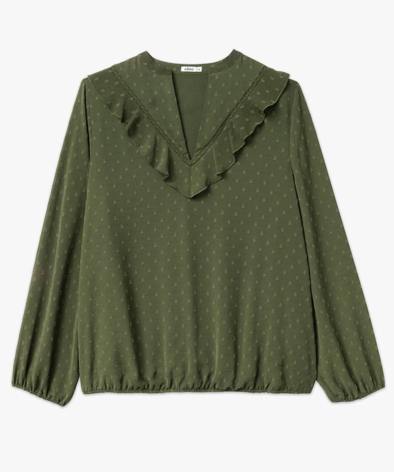 Blouse manches longues en voile plumetis à col V femme grande taille vue4 - GEMO (G TAILLE) - GEMO