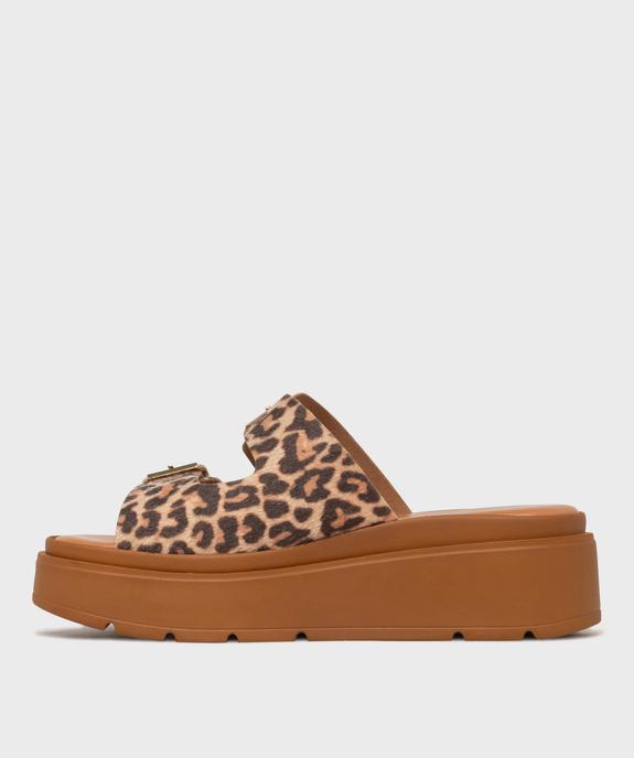 Mules à semelle plateforme motif animalier femme vue3 - 5 MILES - GEMO