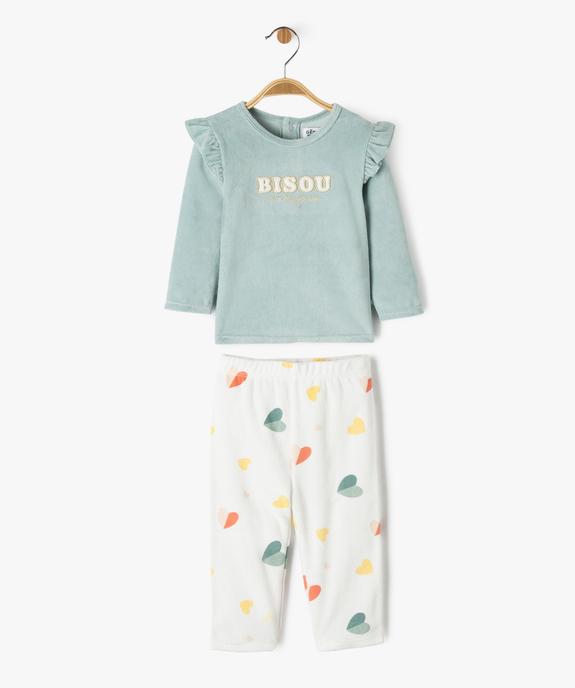 Pyjama en velours 2 pièces avec message brodé bébé fille vue2 - GEMO 4G BEBE - GEMO