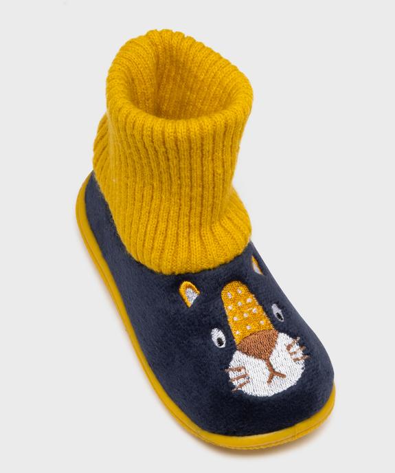 Chaussons en velours à tige chaussette montante bébé garçon vue5 - GEMO 4G BEBE - GEMO