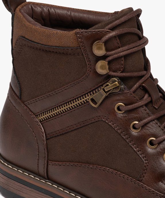 Boots homme unis à lacets avec zip fantaisie vue7 - GEMO (CASUAL) - GEMO