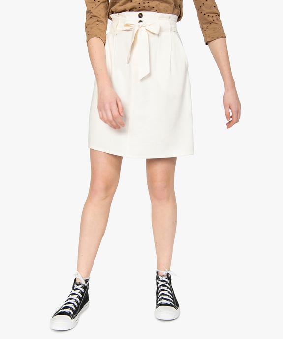 Jupe femme avec pinces et ceinture à nouer vue1 - GEMO(FEMME PAP) - GEMO