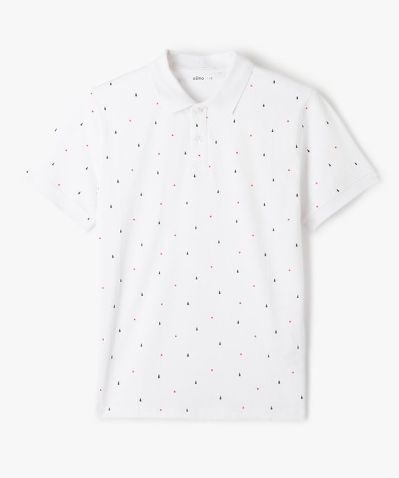Polo garçon à manches courtes et micro-motifs vue1 - GEMO (JUNIOR) - GEMO