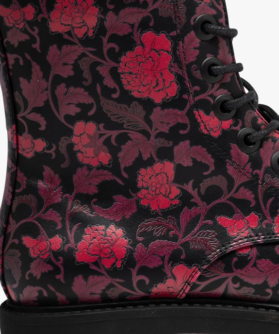 Boots femme mid-cut dessus uni verni à lacets colorés vue6 - GEMO (CASUAL) - GEMO
