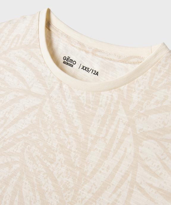 Tee-shirt manches courtes en jersey de coton imprimé feuillage garçon vue2 - GEMO 4G GARCON - GEMO