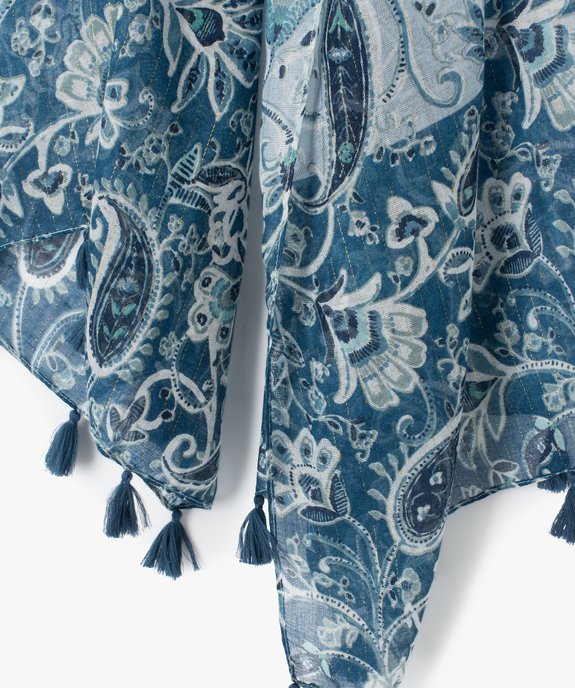 Foulard femme à motifs fleuris et rayures pailletées vue2 - GEMO (ACCESS) - GEMO