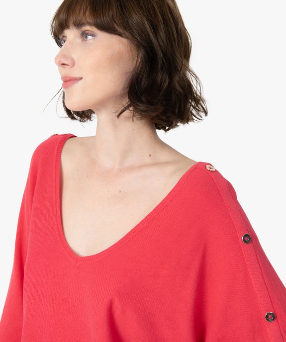 Pull femme avec manches chauve-souris et col V vue2 - GEMO(FEMME PAP) - GEMO