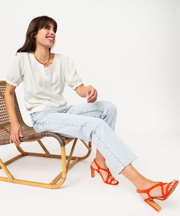 Tee-shirt manches courtes blousant à col fantaisie femme vue6 - GEMO(FEMME PAP) - GEMO