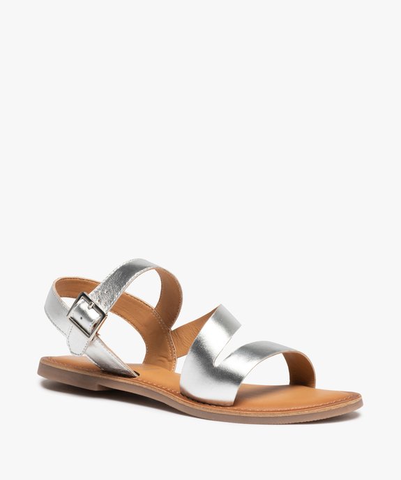 Sandales femme à talon plat et brides en cuir uni - Tanéo vue2 - TANEO - GEMO