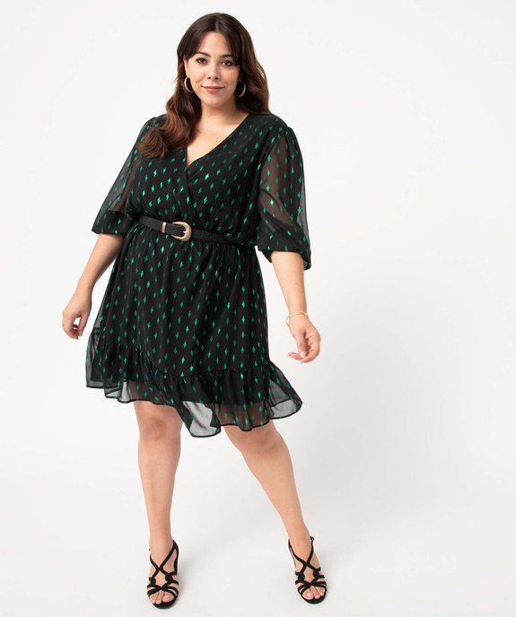 Robe femme grande taille à manches 3/4 avec motifs scintillants vue1 - GEMO (G TAILLE) - GEMO