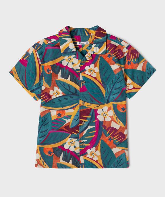Chemise à manches courtes en coton texturé et imprimé garçon vue1 - GEMO (ENFANT) - GEMO