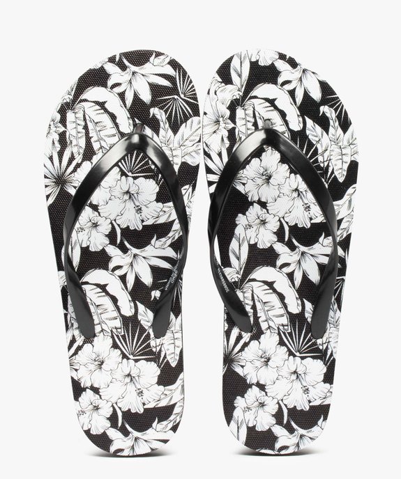 Tongs femme à fines brides et semelle imprimée fleurs vue1 - GEMO (PLAGE) - GEMO