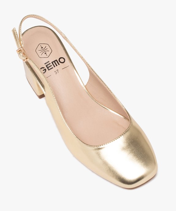 Escarpins femme unis à talon et bout carrés avec bride cheville vue6 - GEMO(URBAIN) - GEMO