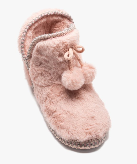 Chaussons femme boots en fourrure imitation et passementerie vue5 - GEMO(HOMWR FEM) - GEMO