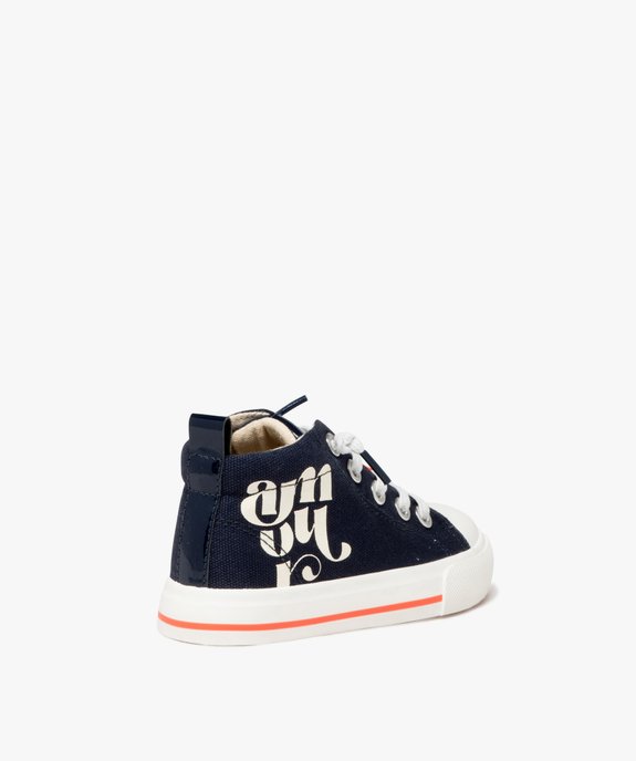 Baskets fille en toile unie style denim avec détails contrastés vue6 - GEMO 4G FILLE - GEMO