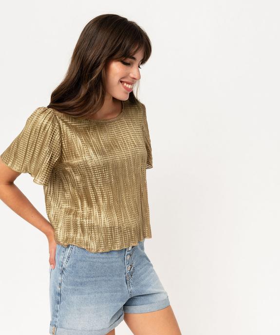 Blouse à manches courtes en maille gaufrée scintillante femme vue1 - GEMO(FEMME PAP) - GEMO