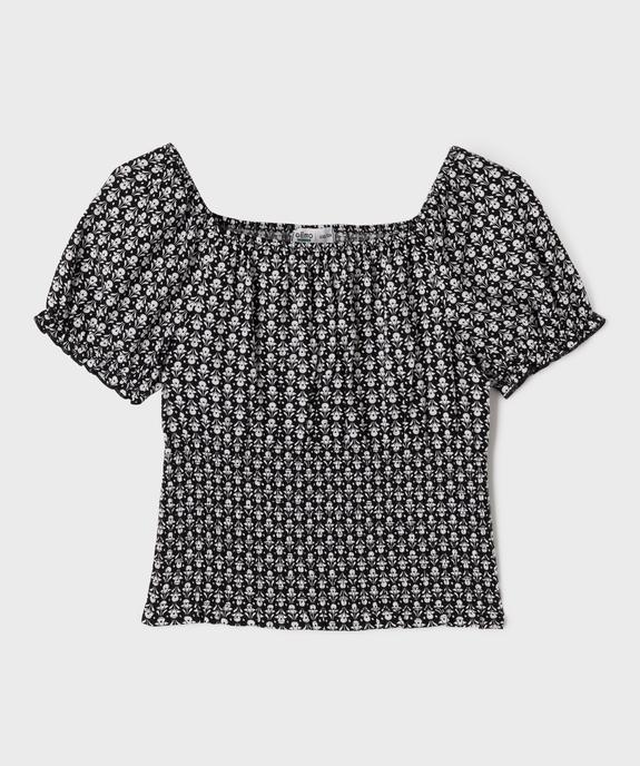Blouse manche scourtes à taille smockée imprimé fleuri fille vue1 - GEMO 4G FILLE - GEMO