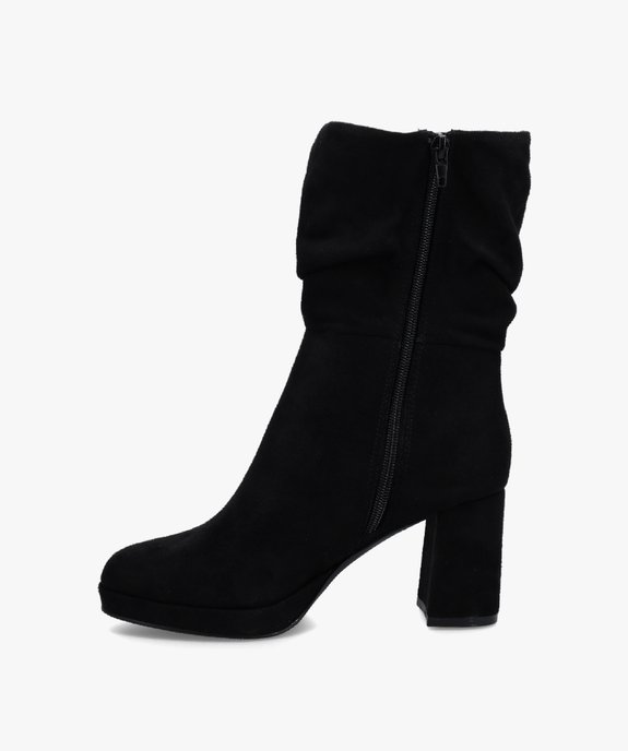 Bottines femme à talon carré dessus suédine unie vue4 - GEMO(URBAIN) - GEMO