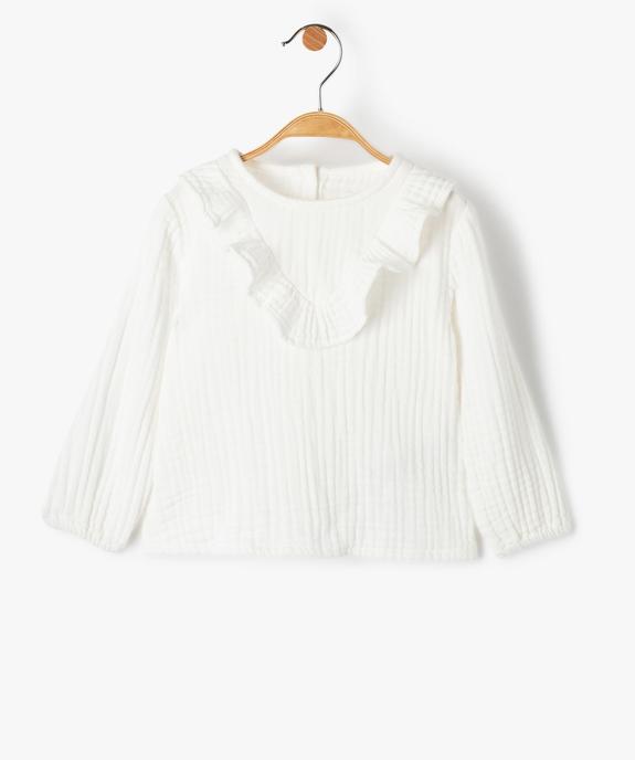 Blouse bébé fille à manches longues en gaze de coton vue1 - GEMO(BEBE DEBT) - GEMO