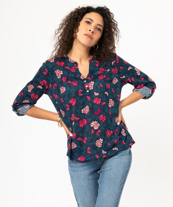 Tee-shirt à manches longues imprimé en polyester recyclé femme vue1 - GEMO 4G FEMME - GEMO