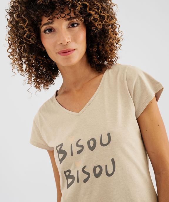 Chemise de nuit forme tee-shirt manches courtes femme vue2 - GEMO 4G FEMME - GEMO