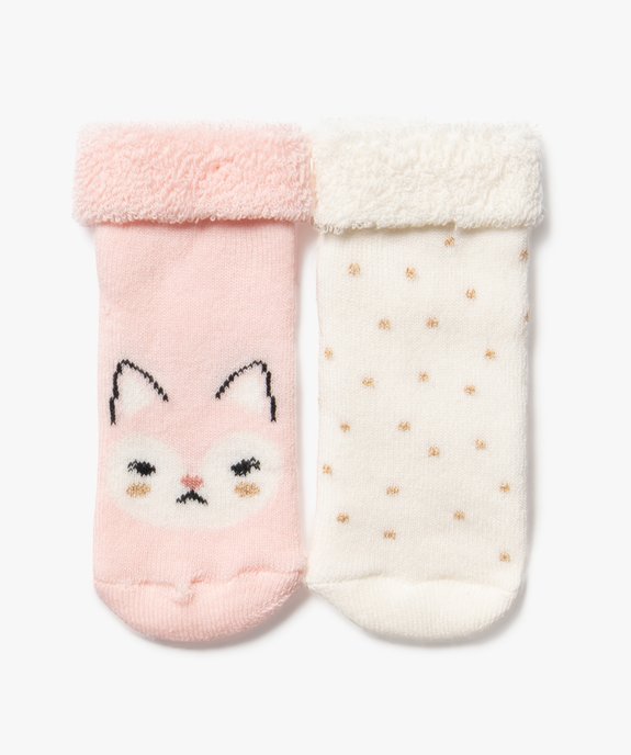 Bottons en coton avec intérieur bouclette bébé fille (lot de 2) vue1 - GEMO 4G BEBE - GEMO