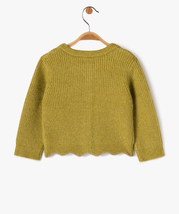Gilet en grosse maille pailletée et finition fantaisie bébé fille vue3 - GEMO(BEBE DEBT) - GEMO