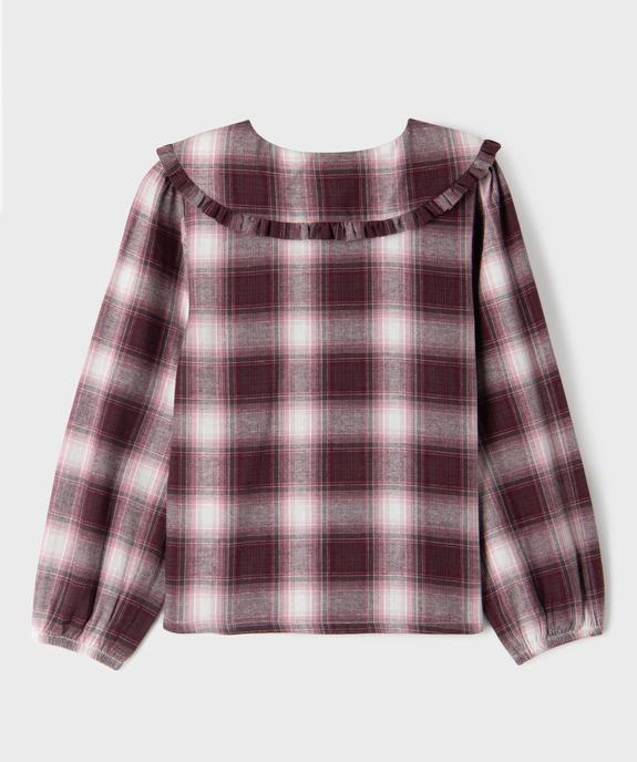 Chemise manches longues à carreaux et grand col Claudine fille vue3 - GEMO (ENFANT) - GEMO