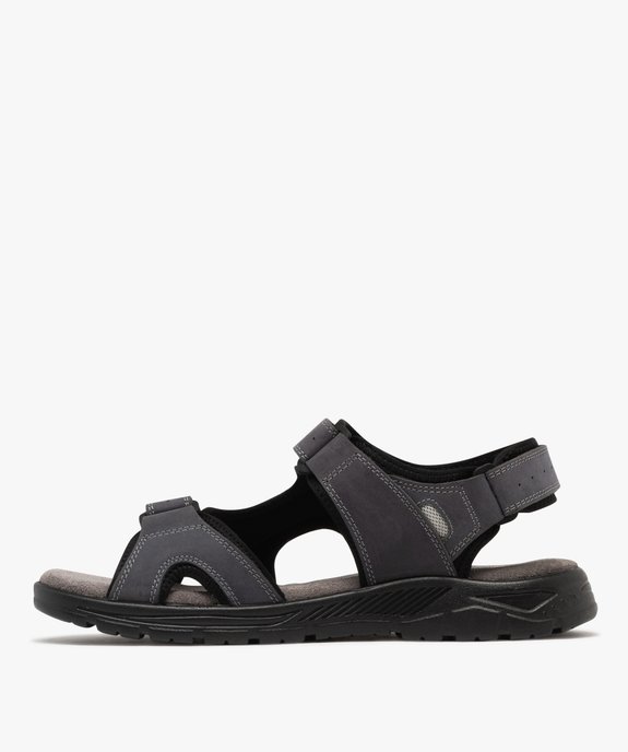 Sandales confort en cuir fermeture 3 scratchs homme vue3 - G'FLEX - GEMO