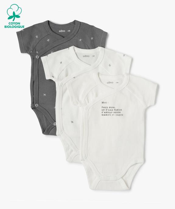 Body bébé manches courtes fermeture croisée (lot de 3) - GEMO 4G BEBE Body bébé manches courtes fermeture croisée (lot de 3) vue1 - GEMO 4G BEBE - GEMO