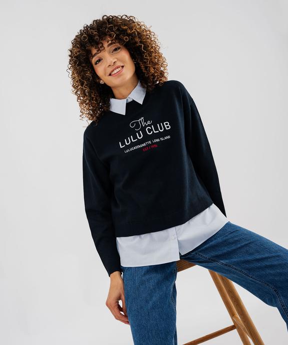 Pull effet 2-en-1 avec détails chemise femme - LuluCastagnette vue1 - LULUCASTAGNETTE - GEMO