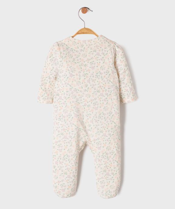 Pyjama en coton à motifs fleuris avec fermeture devant bébé fille vue3 - GEMO 4G BEBE - GEMO