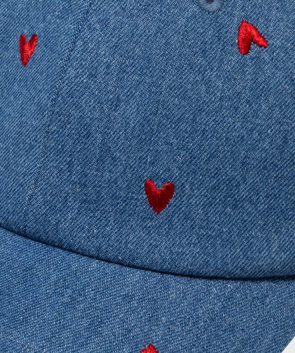 Casquette baseball en jean brodé de cœurs femme vue3 - GEMO (ACCESS) - GEMO