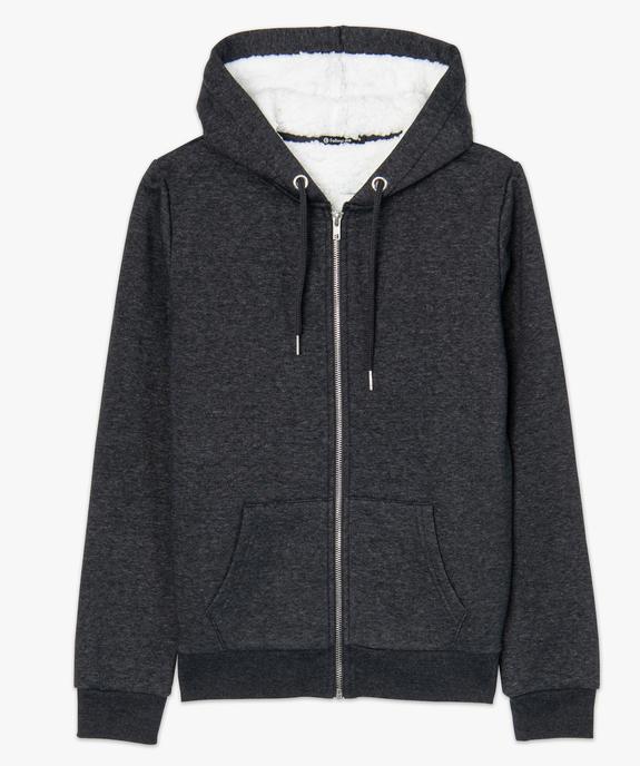 Sweat femme à capuche doublé sherpa et zippé sur l'avant vue4 - FOLLOW ME - GEMO