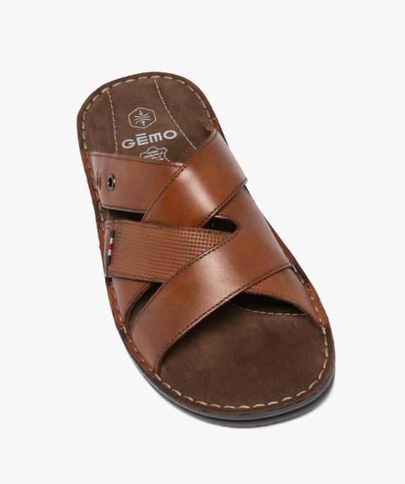 Mules homme unies en cuir avec multibrides croisées vue5 - GEMO (CASUAL) - GEMO