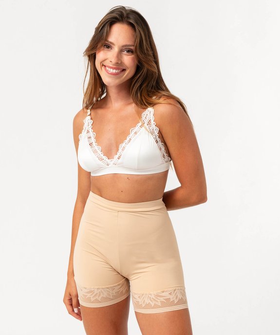 Panty gainant taille haute en microfibre et dentelle femme vue8 - GEMO(HOMWR FEM) - GEMO