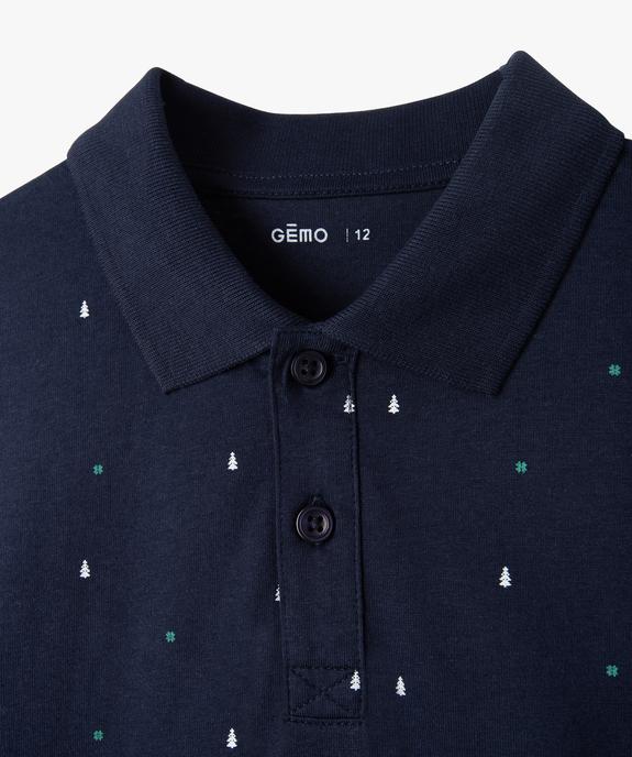 Polo garçon à manches courtes et micro-motifs vue2 - GEMO (JUNIOR) - GEMO