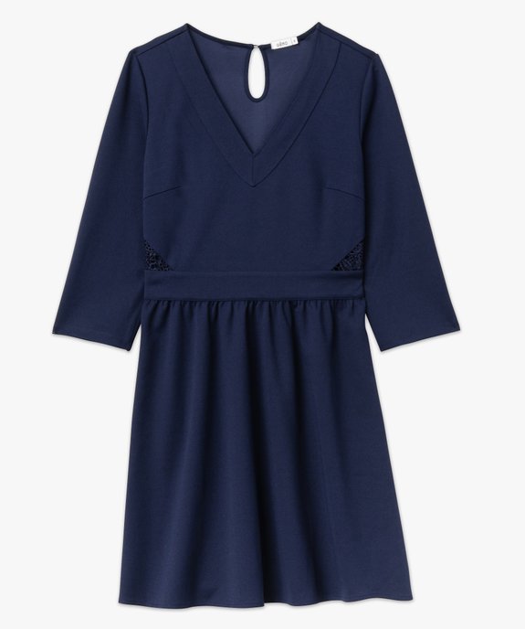 Robe courte à manches 3/4 et col V femme vue4 - GEMO(FEMME PAP) - GEMO